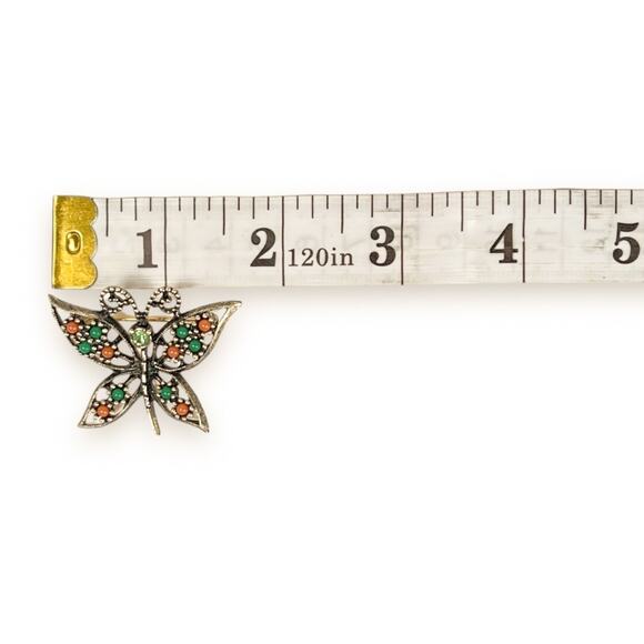 Vintage Sarah Coventry Brooch Butterfly Wings Of Fashion Pin Gold Tone Beaded - Picture 6 of 6